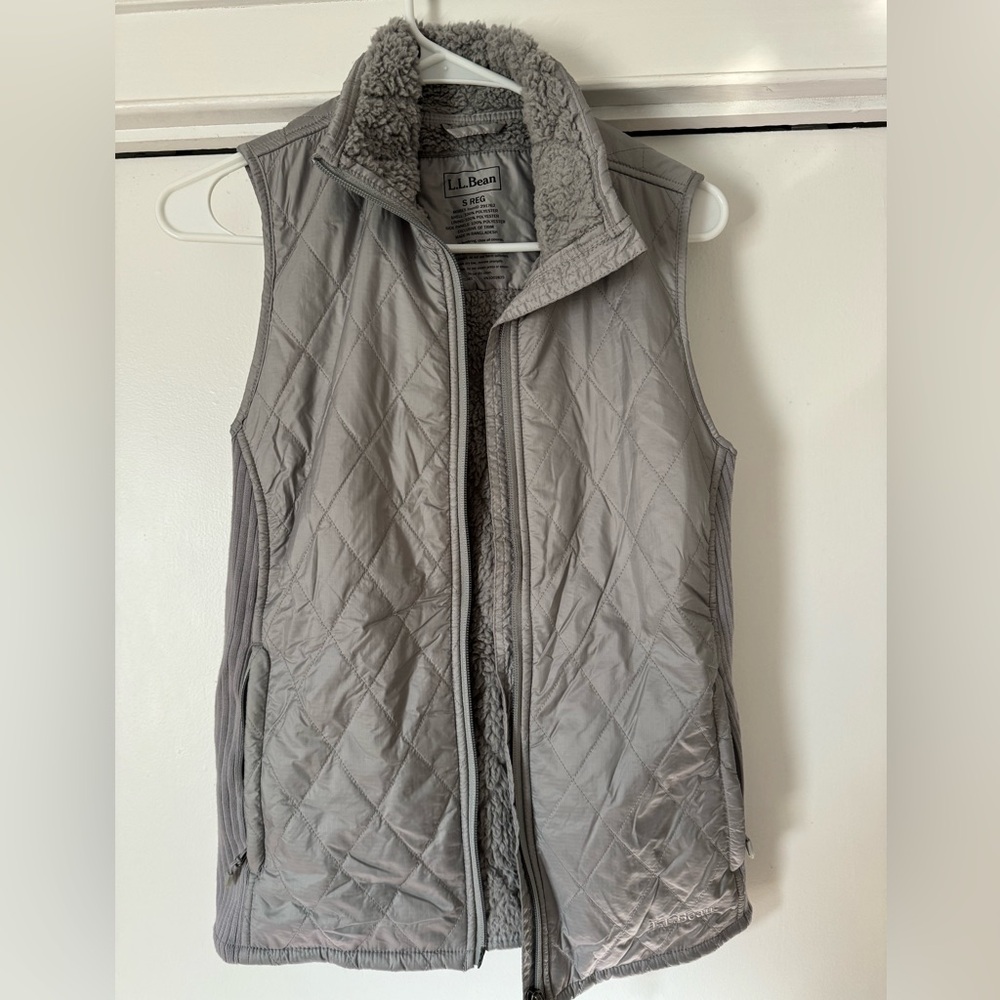 Ll bean grey zip up vest